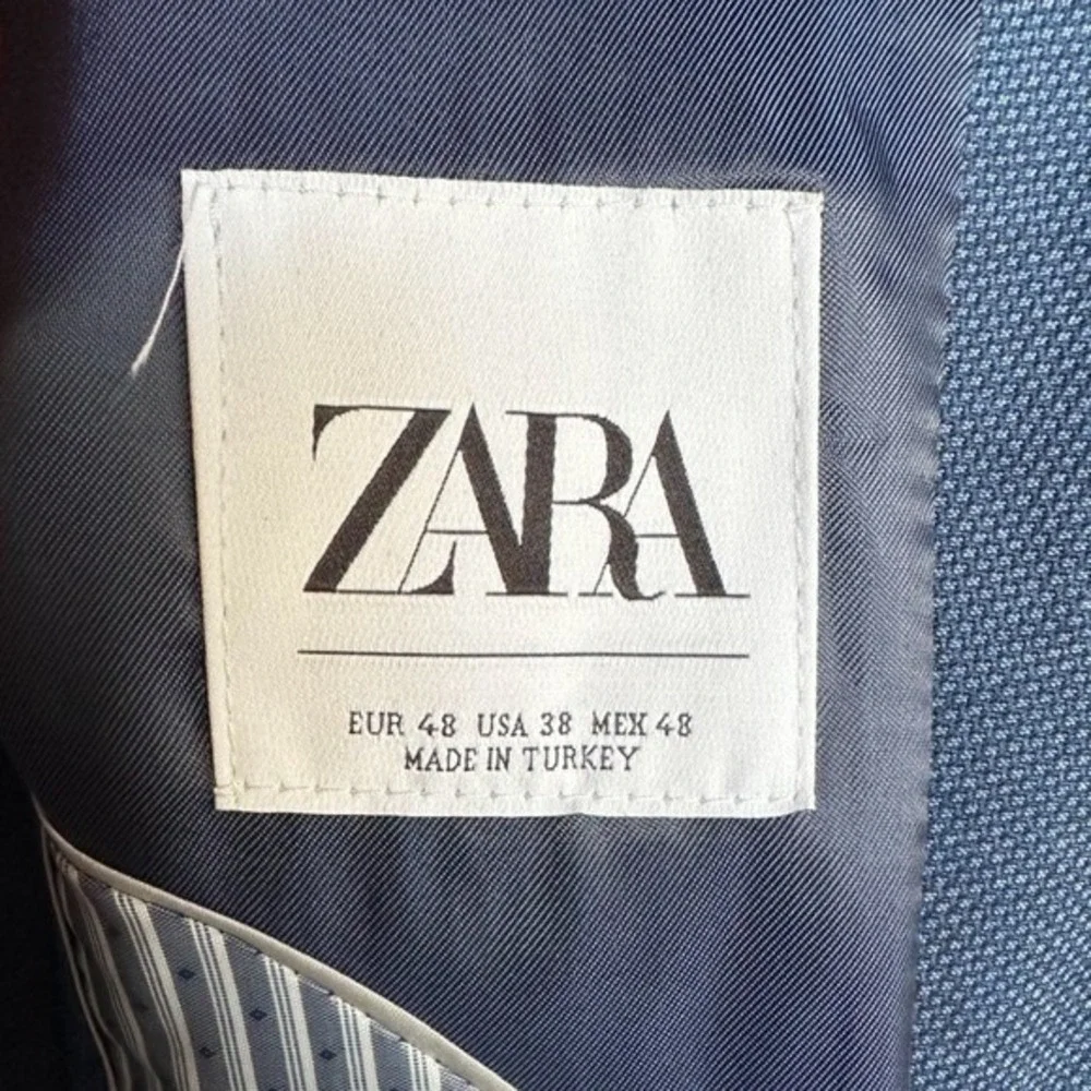 NWT ZARA Mens Navy Blazer Suit Jacket Formal Business Size 38‎